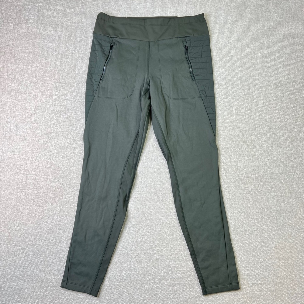 Athleta Peak Hybrid Fleece Tight Olive Green Quilted Leggings L